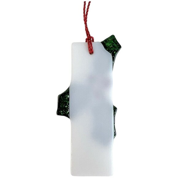 4 Fused Stained Glass Holly Berry Christmas Ornaments Set Red Green White - Picture 4 of 11